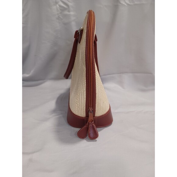 VINTAGE LE SAC STRAW AND LEATHER DOUBLE HANDLE HANDBAG - Picture 16 of 16